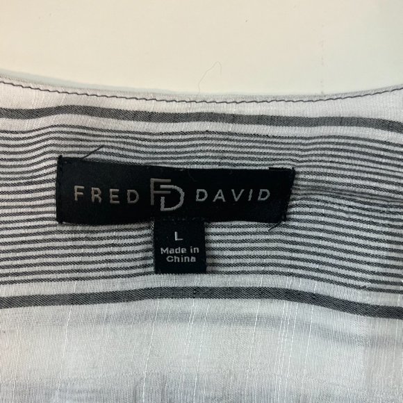Fred David Long Sleeved Striped Button Down Blouse Shirt Top ((size Large)) - Picture 6 of 8